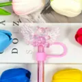 Pink glitter angel wing bear straw cover cute acrylic dust cap for reusable straws variant - Picture 32