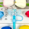 Blue glitter angel bear straw cover, cute acrylic straw topper for tumbler cups and mugs. - Picture 33