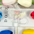 Cute glitter angel bear straw cover dust cap for reusable straws daily drink accessories - Image 34