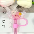 Pink glitter acrylic angel wing heart straw cover dustproof cap for daily beverage use. - Image 37