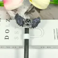 Creative black winged acrylic straw topper dust proof cap cover for cup decoration. - Image 47