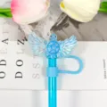Cute blue winged turtle straw cover, creative acrylic dust cap for reusable drinking straws. - Figure 48