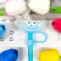 Cute funny face straw topper with acrylic wings reusable silicone dust cap cover - Figure 51