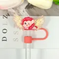 Cute DIY acrylic angel wings straw topper dust cap, creative cartoon cover decor accessory - Abstract Face Pattern