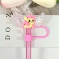 Cute pink winged pony straw topper glitter straw cover decorative dust cap for drink cups - Figure 61