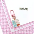 Pink inspirational keychain with Chinese blessing text, cute metal bag pendant for students. - Bright Future