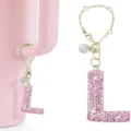 Rosa Strass Buchstabe L Anhänger Schlüsselanhänger Zubehör für Becher Henkel Kette. - Buchstabe L / Rosa