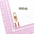 Zinc alloy baseball keychain pendant with lobster clasp and white red enamel sports charm. - Baseball