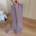 Solid color long tube socks for women, comfortable daily wear and breathable sports style. - One Size / Taro Purple