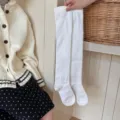 White over-the-knee thigh high socks for women, solid color soft knit winter hosiery. - One Size / Pure White