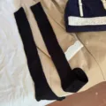 Black cable knit over the knee socks for women, sweet preppy long socks for autumn spring. - One Size / Black