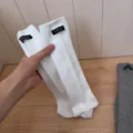 Korean style solid color ribbed calf socks with letter patch for comfortable cotton - One Size / White