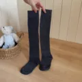 Solid color dark grey winter knee high socks, athletic breathable compression long socks. - One Size / Charcoal Gray