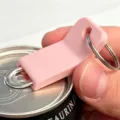 Pink plastic can opener keychain portable handy beverage pop tab opener tool for easy opening. - Pink