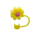 Silicone straw cover cute yellow flower dust plug reusable straw topper accessory - Chrysanthemum / 10mm / Yellow Pink