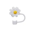 Cute silicone daisy straw cover dust plug for reusable cups. White flower straw topper. - Chrysanthemum / 10mm / White and Yellow