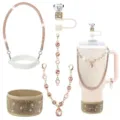 Glitzerndes Strass Becher Zubehör Set, Silikon Tassenstiefel, Gurt und dekorative Charm Details. - Set 2