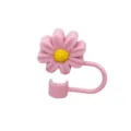 Pink silicone flower straw cover dust plug cute daisy straw topper for reusable drinking straws - Chrysanthemum / 10mm / Pink Yellow