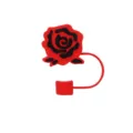Simpatico copri cannuccia in silicone rosa rossa tappo antipolvere per bicchieri - 10mm / Fiore di Rosa 10mm