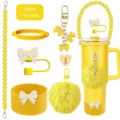 Set di accessori 7 pezzi per tazza Stanley con cinturino di perle e custodia in silicone. - Set 12 (tazza non inclusa)