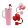 Set di tazze termiche rosa con simpatici copricanna in silicone a cuore e comodo manico. - 10mm / Confezione da 2 cuori stile 1