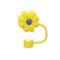 Silicone yellow flower straw cover dust-proof reusable straw topper for cups set new - Classic Chrysanthemum / 10mm / Yellow Blue