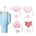 Simpatico set di copripaglia in silicone con cuori rosa e ali d'angelo per bicchieri. - 10mm / Confezione da 4 come in foto (n. 4)