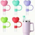 Copri cannuccia cuore in silicone topper antipolvere carino riutilizzabile utile set - 10mm / Confezione da 5 come in foto