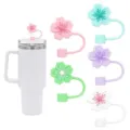 Silicone flower straw cover dustproof topper charm for tumbler cups multi color variant - 5 Pieces/Pack