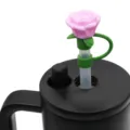 Copertura per cannuccia in silicone rosa tappo antipolvere carino cappuccio floreale - 10mm / Rosa in silicone viola, 10mm