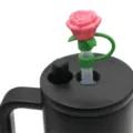 Grazioso copri cannuccia in silicone a forma di rosa rosa per bicchieri e tazze carine - 10mm / Copri cannuccia in silicone rosa rosso porpora 10 mm