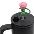 Copertura in silicone per cannnuccia a rosa rosa per bicchiere, accessorio antipolvere. - 10mm / Copri cannuccia in silicone rosa scuro 10 mm