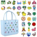 Bolso de playa de verano con juego de dijes de PVC coloridos para decoración DIY y uso. - Juego de 30 (bolsa no incluida) / Patrón 1