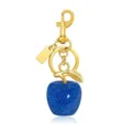 Goldfarbener Schlüsselanhänger mit funkelndem blauen Glitzer-Apfelanhänger und Anhänger. - Stil 1 (Einzeln)