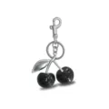 Cute cherry keychain bag charm, sparkling stone pendant with lobster clasp and metal keyring. - Style 1 / Red