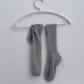Classic grey ribbed long socks, soft breathable cotton blend stack socks for women, daily wear. - Gray