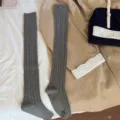Grey cable knit over-the-knee socks for women, sweet style long knit stockings variant. - One Size / Smoke