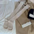 Sweet ribbed over-the-knee knit socks for women, stylish knee-high stockings cozy wear. - One Size / Oatmeal