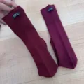 Korean style solid color calf socks with woven label for women autumn daily wear - One Size / Dark Red