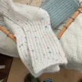 Cozy thick wool blend crew socks with colorful speckles for women winter warm Japanese soft style. - One Size / White