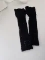 Black lace stirrup socks, Japanese JK style vintage floral leg warmers for women summer wear. - Black