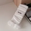White Japanese sweet style lace leg warmers knit socks for women daily fashion wear - One Size / White