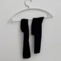 Women's black ribbed long socks, thin breathable leg warmers for spring and summer wear - Black