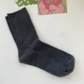 Dunkelgraue gerippte Damensocken Einfarbige lässige Wintersocken für den Alltag - Einheitsgröße / Dunkelgrau
