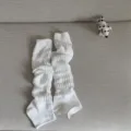 Solid Color Slouchy Stirrup Leg Warmers Vertical Stripe Y2K Aesthetic Socks White - One Size / White