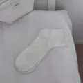 Women lace ruffles crew socks white breathable cotton short socks daily wear fashion - One Size / White with White Edge