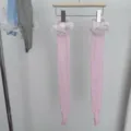 Pink lace trim stirrup socks for women, cute summer stackable socks with sweet ruffles. - One Size / Pink