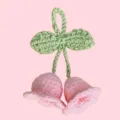 Handmade crochet lily of the valley keychain cute knitted bag charm car accessory style - 2 Flowers / Pink