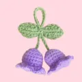 Handmade crochet purple bellflower keychain bag hanging ornament wool yarn car pendant detail - 2 Flowers / Purple