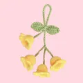 Handmade crochet lily of the valley keychain, cute wool flower bag pendant and car hanging ornament. - 4 Flowers / Yellow